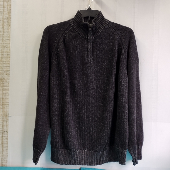 Timberland Men's Black Distressed 1/4 Zip Sweater Size XL - Picture 4 of 11